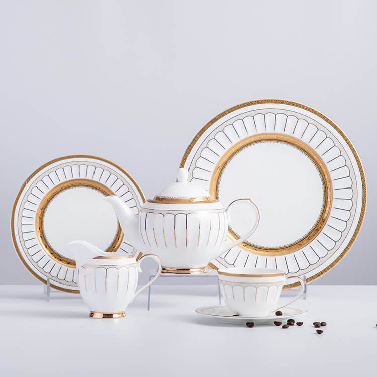 Gold Rim Bone China Dinnerware - Roman Style