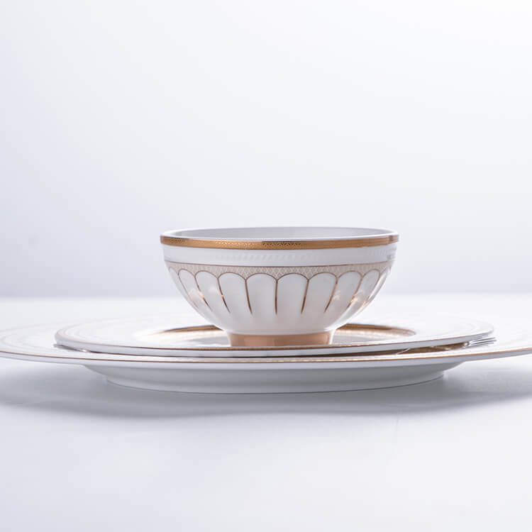 Gold Rim Bone China Dinnerware - Roman Style