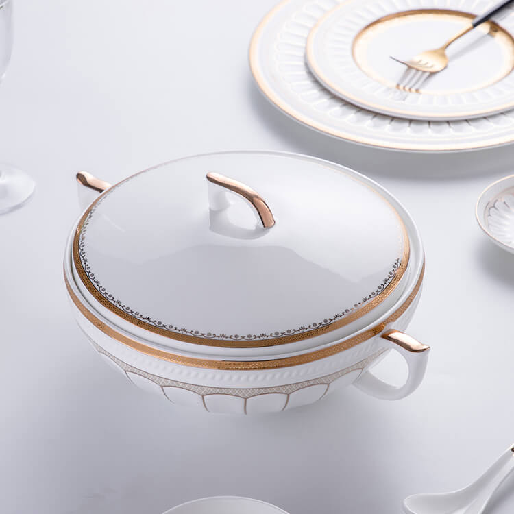 Gold Rim Bone China Dinnerware - Roman Style