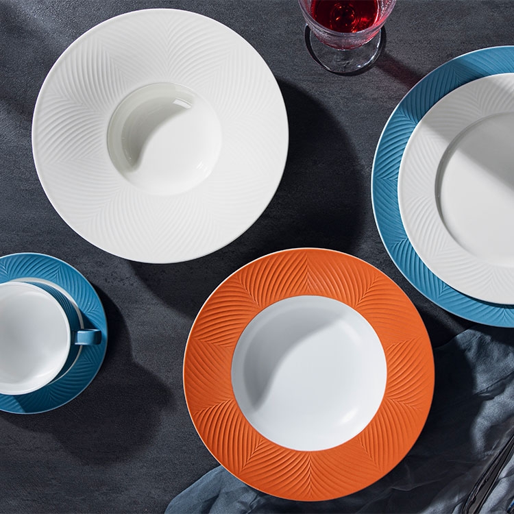 colorful glazed dinnerware